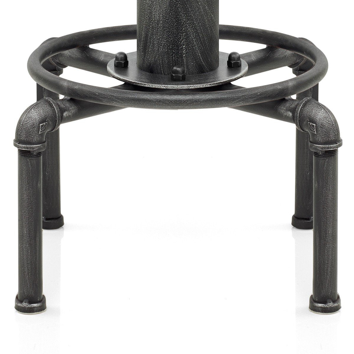 Topower Antique Vintage Industrial Barstool Solid Wood Water Pipe Fire Hydrant Design Cafe Coffee Industrial Bar Stool Set of 2 Silver