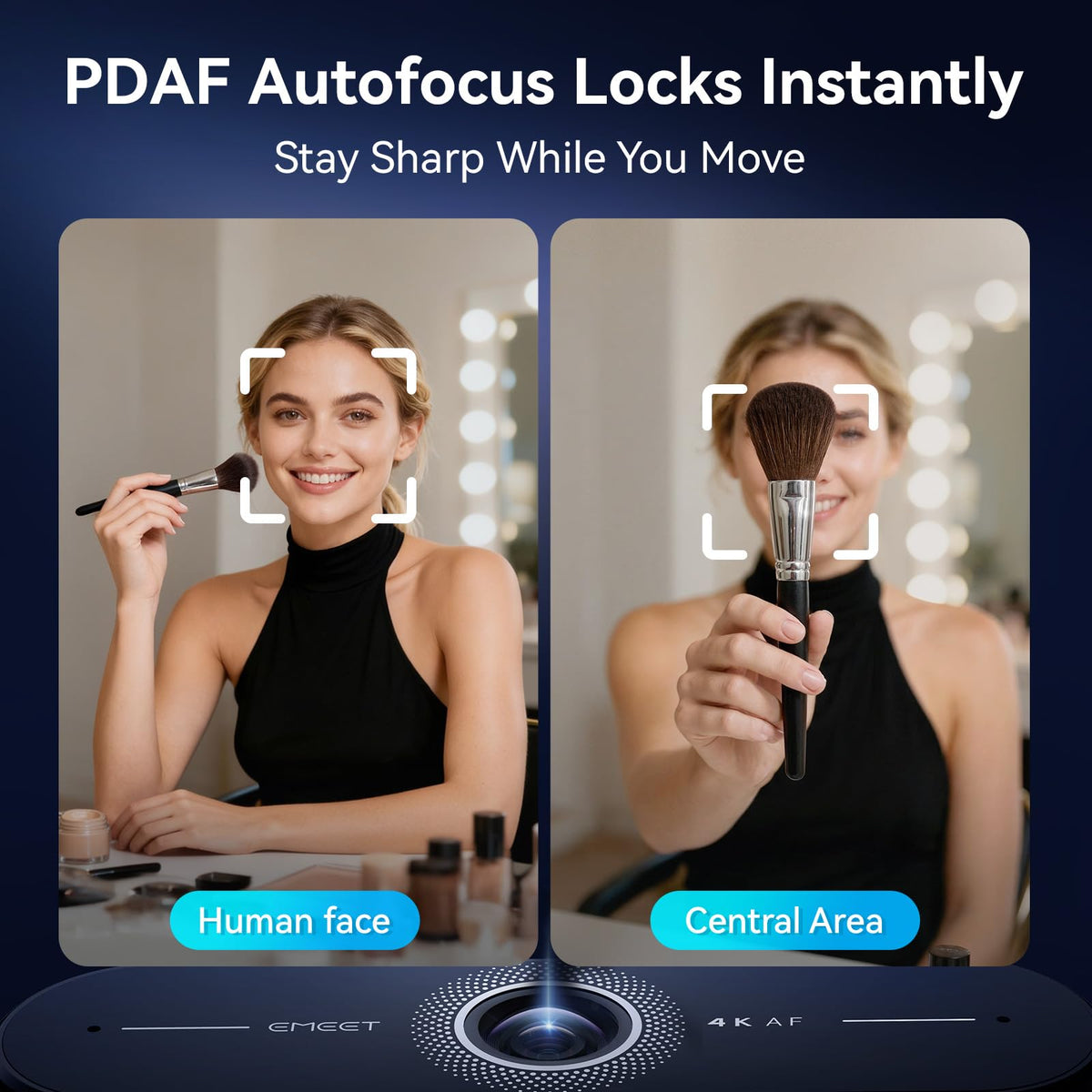 EMEET C60E 4K Webcam with Tripod, Streaming Camera with PDAF Autofocus, Dual Microphones, Auto Light Correction, 73° FOV, Plug & Play USB Webcam for Live Streaming, Gaming & Real-Time Interaction