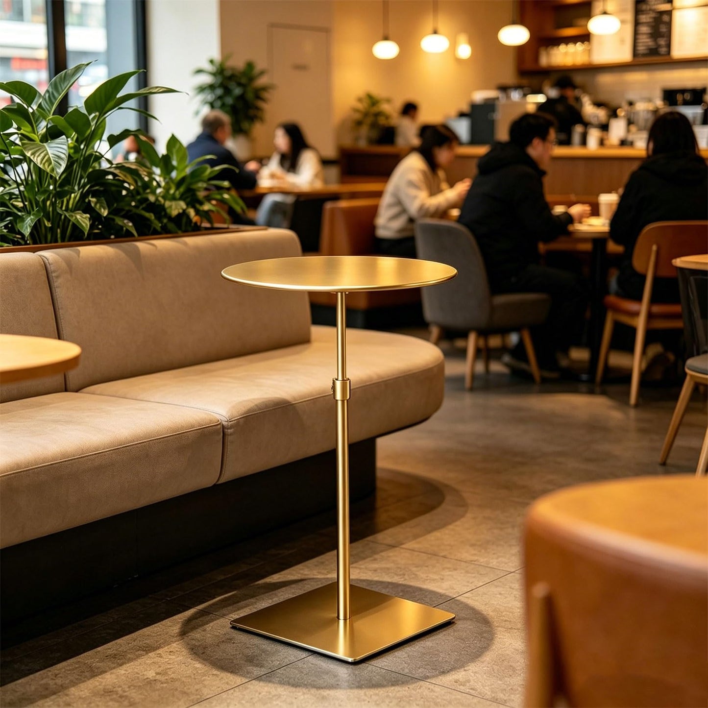 Modern Stainless Steel Round Dining Table, 50cm Small Metal Table for Kitchen, Outdoor Cafes & Restaurants, Stylish Breakfast & Dessert Table for Commercial Use