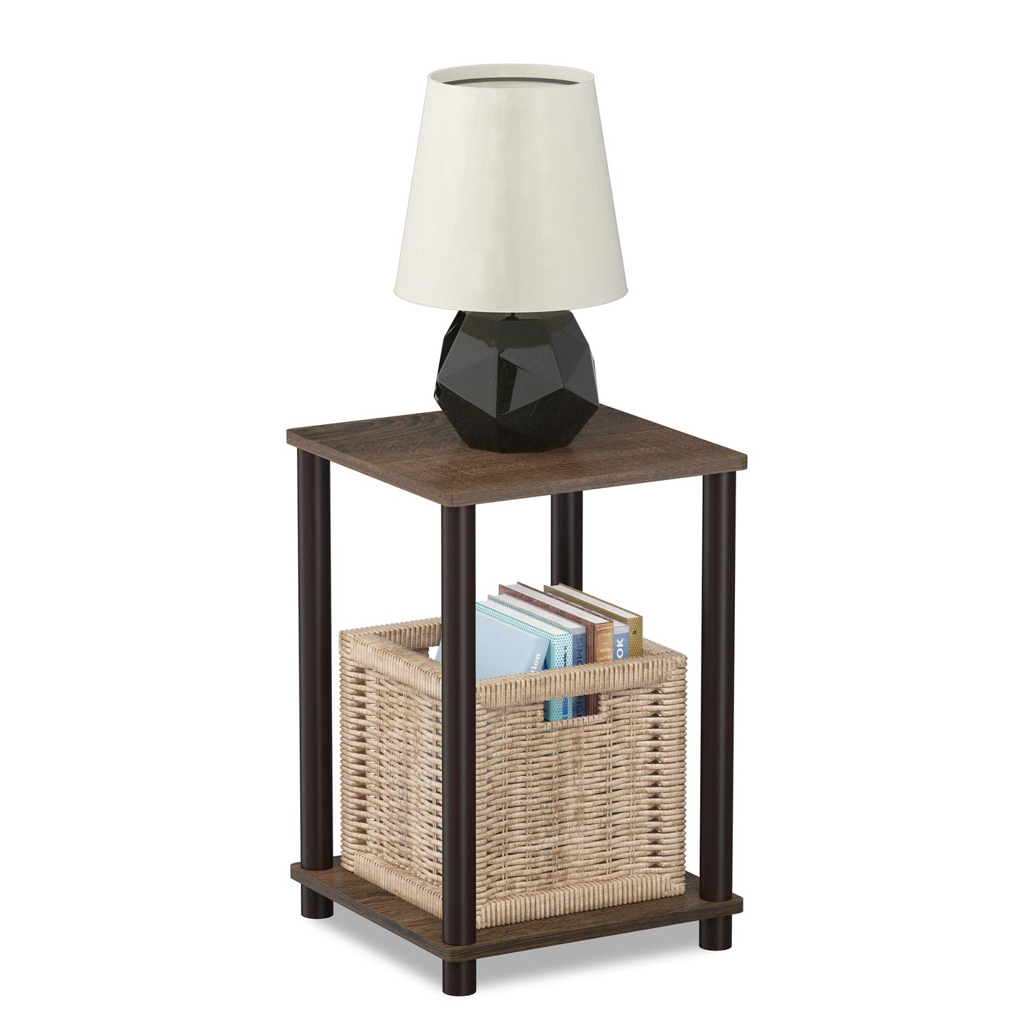FURINNO Turn-N-Tube Haydn End Table, 1-Pack, Walnut/Brown