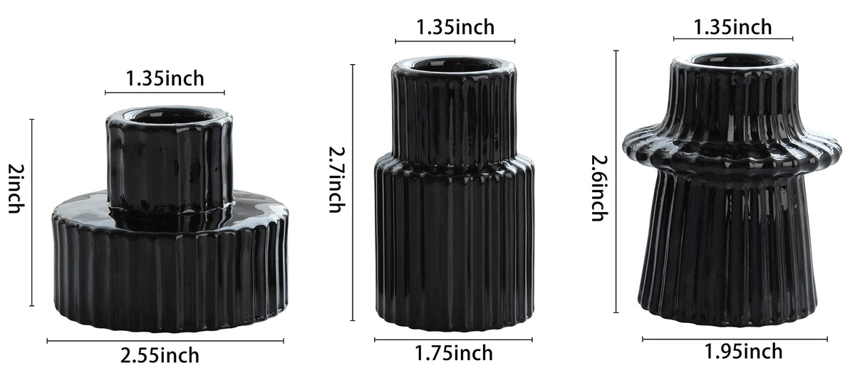 Vixdonos Taper Glass Candlestick Holders Tealight Candle Holders for Table Centerpieces, Wedding Decor and Dinner Party (3 Pcs, Black)