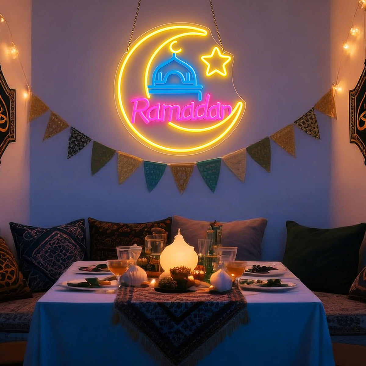 RumonZS Ramadan Kareem Neon Sign 15 in Eid Mubarak Neon Lights for Wall Decor Muslim Islamic Led Light Sign for Ramadan Mubarak Ramadan Kareem Sign Islamic Muslim Home Bedroom Party Decor Gift