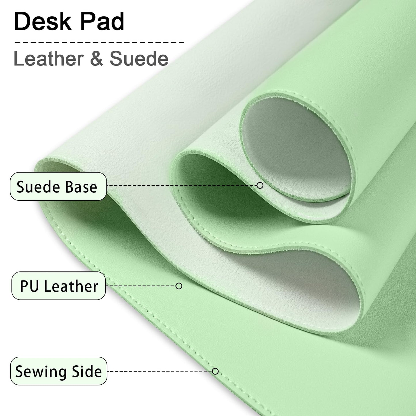 METEOROCK Non-Slip Desk Pad, 24" x 14" Large Mouse Pad, PU Leather Desk Mat with Suede, Laptop Desk Pad, Waterproof Keyboard Pad, Desk Blotter for Office/Home/Decor (Light Green)