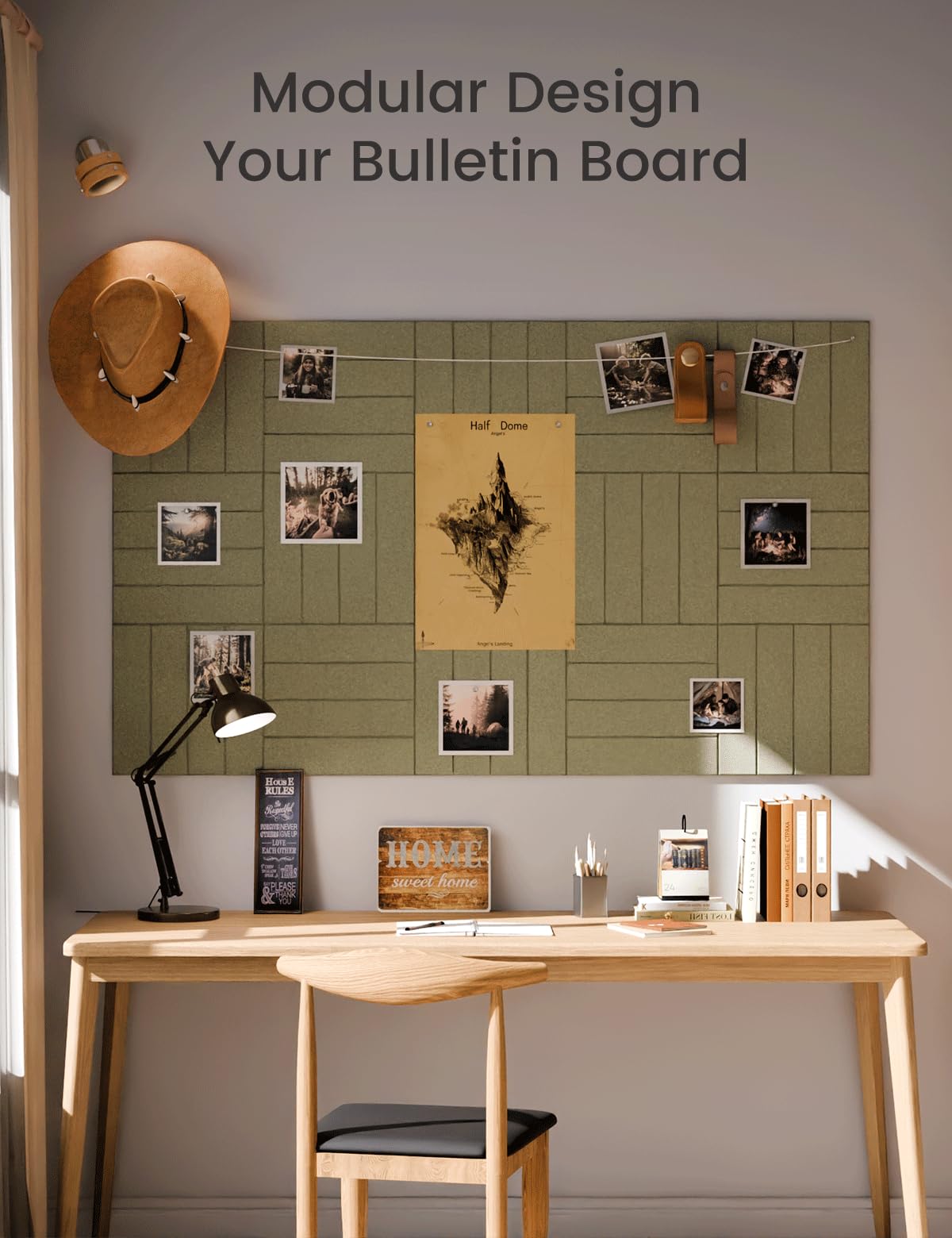 Fluxynara Large Felt Bulletin Board 48" x 36" Cork Board Alternative-12 Pack with 70 Safe Removable Adhesive Tabs, Cork Boards for Walls Cork Board for Home Office Classroom Pin Board (Olive Green)