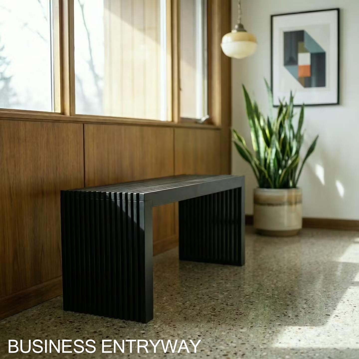 Bamboo Natural 36 inch Wooden Bench, Small Wood Benches for Entryway, Living & Dining Room, Kitchen, Bedroom, Bathroom, Hallway, Front Door, For Indoor & Outdoor Patio Use, Mid Century Modern Decor