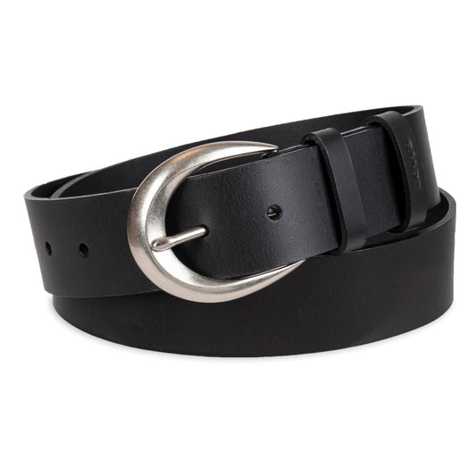 Levi's Women's Casual Soft Leather Jean Belt with Rounded Buckle, Black Loop, Large