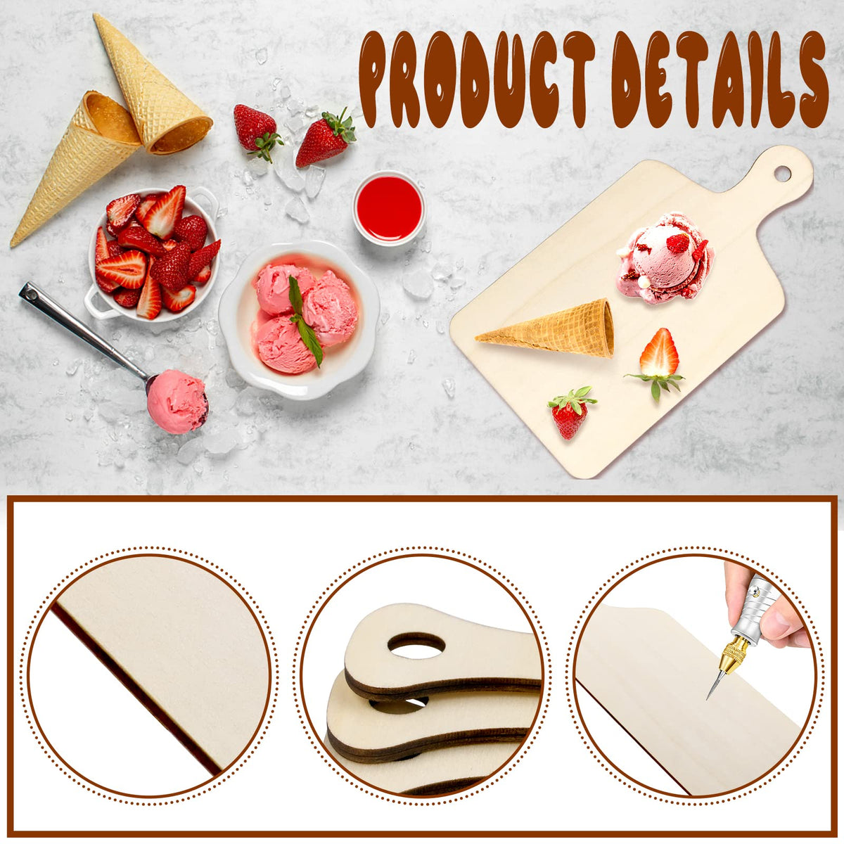 Vmiapxo 16 Pcs Unfinished Wooden Cutting Boards with Handle, 11.8" x 6.3"