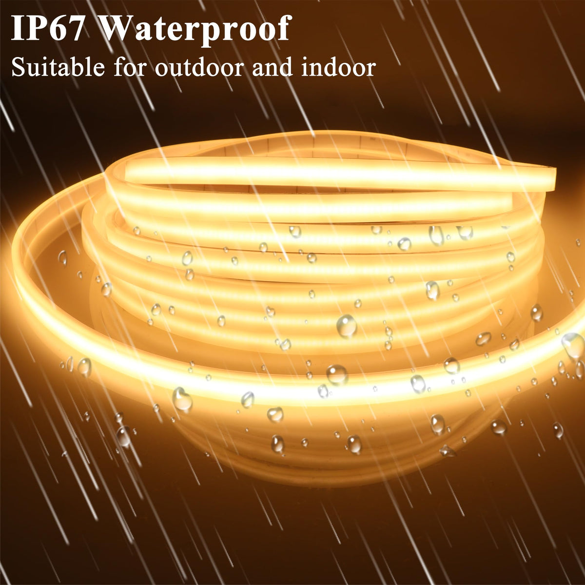 LEDENET COB LED Strip Lights Waterproof IP67 Warm White 3000K DC12V 16.4ft/5m 480LEDs/m Dimmable Flexible LED Tape Lights for Bedroom Living Room Wedding Outdoor DIY Lighting