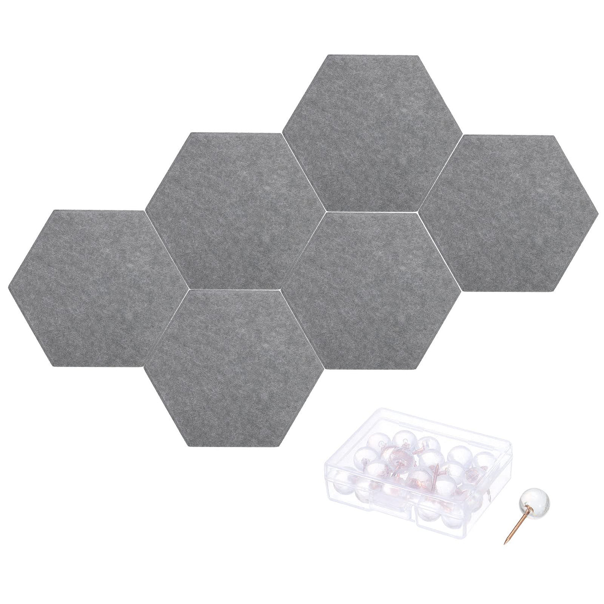 PATIKIL Felt Bulletin Board, 12"x10", 6 Packs Self Adhesive Hexagon Felt Tiles for Sound Proofing Wall Panels for Home Office Recording Studio,Game Room, Dark Gray