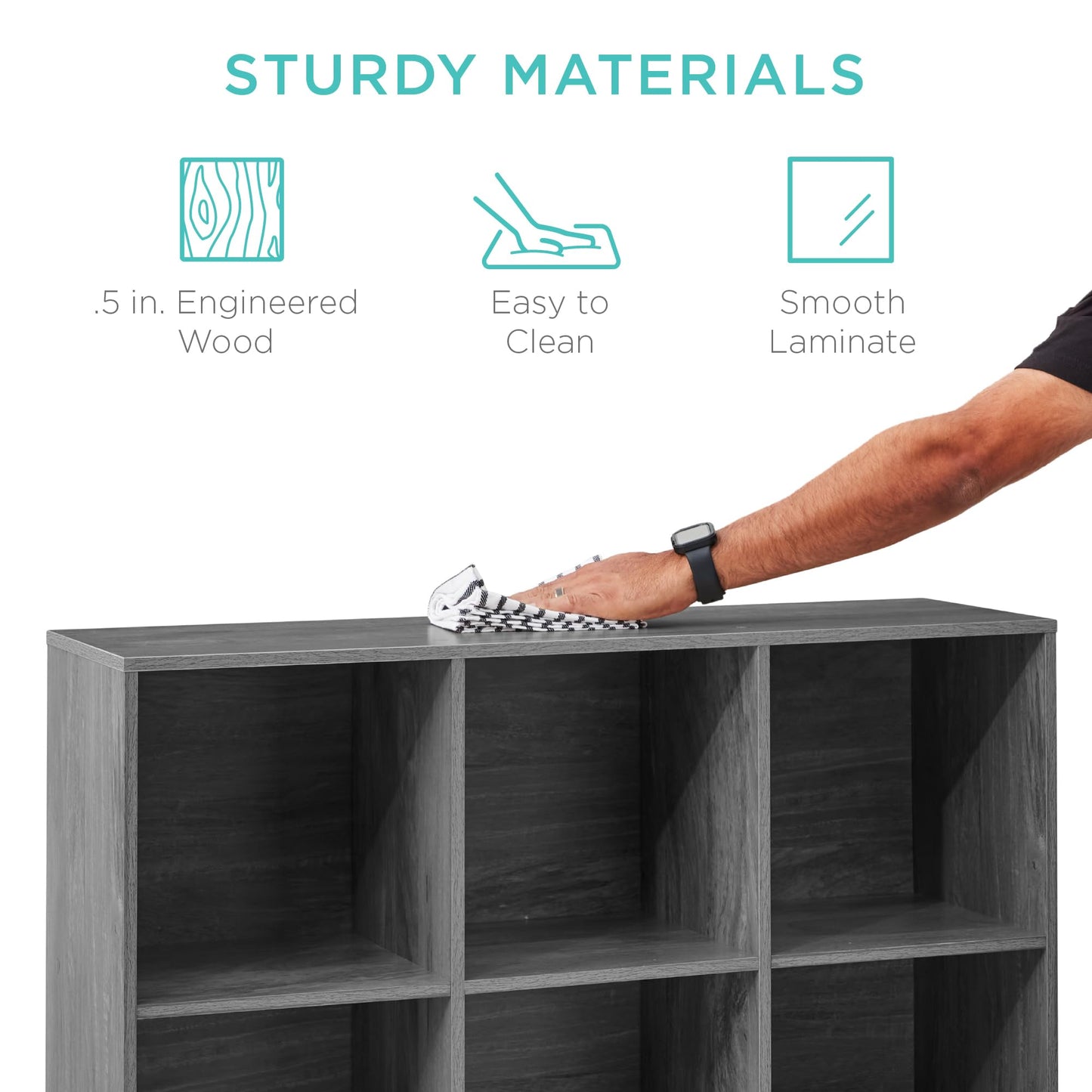 Best Choice Products 9-Cube Storage Organizer, 11in Shelf Opening, Bookcase, Display Shelf, Customizable w/ 3 Removable Back Panels - Dark Gray