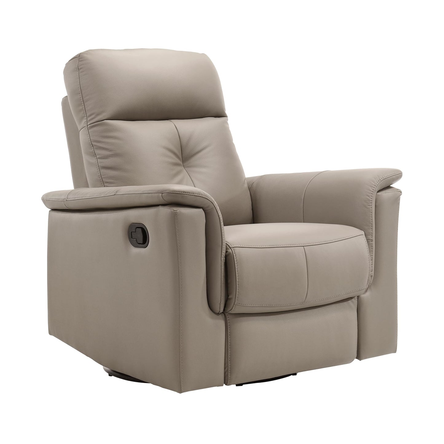 Lexicon Swivel Glider Recliner Chair, Comfy Nursery Glider, Top Grain Leather Match Recliner, Manual Reclining Chair for Living Room/Office/Apartment, Latte