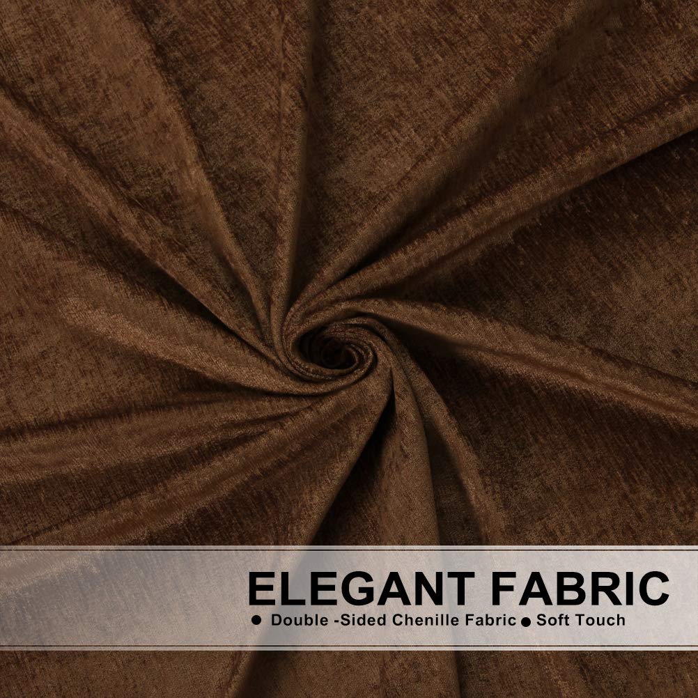 ELKCA Thick Chenille Waterfall Swag Valances for Living Room Chocolate Valance Curtains for Kitchen, Pack of 4(Chocolate, 30" W x 22" L)