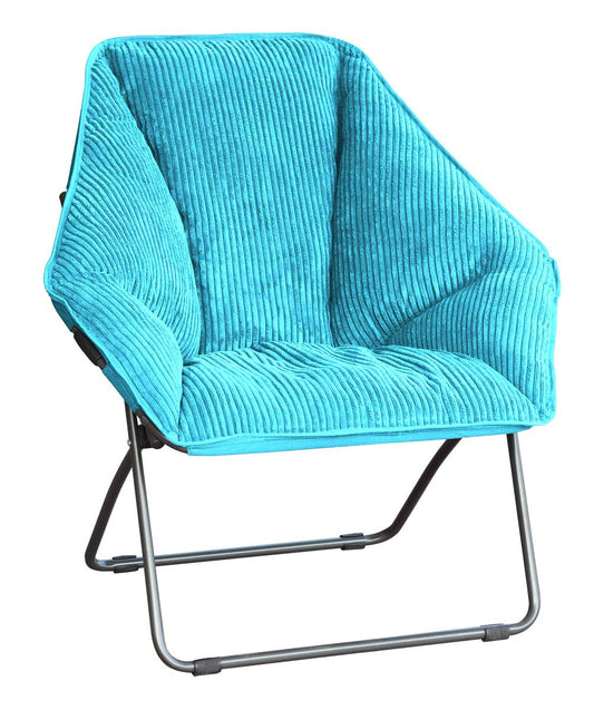 Zenithen Limited Portable Foldable Hexagon Plush Indoor Accent Seat Folding Dish Chair, Perfect for Bedrooms, Dorm Rooms, Living Rooms, and Gaming, Teal Corduroy (Pack of 1)