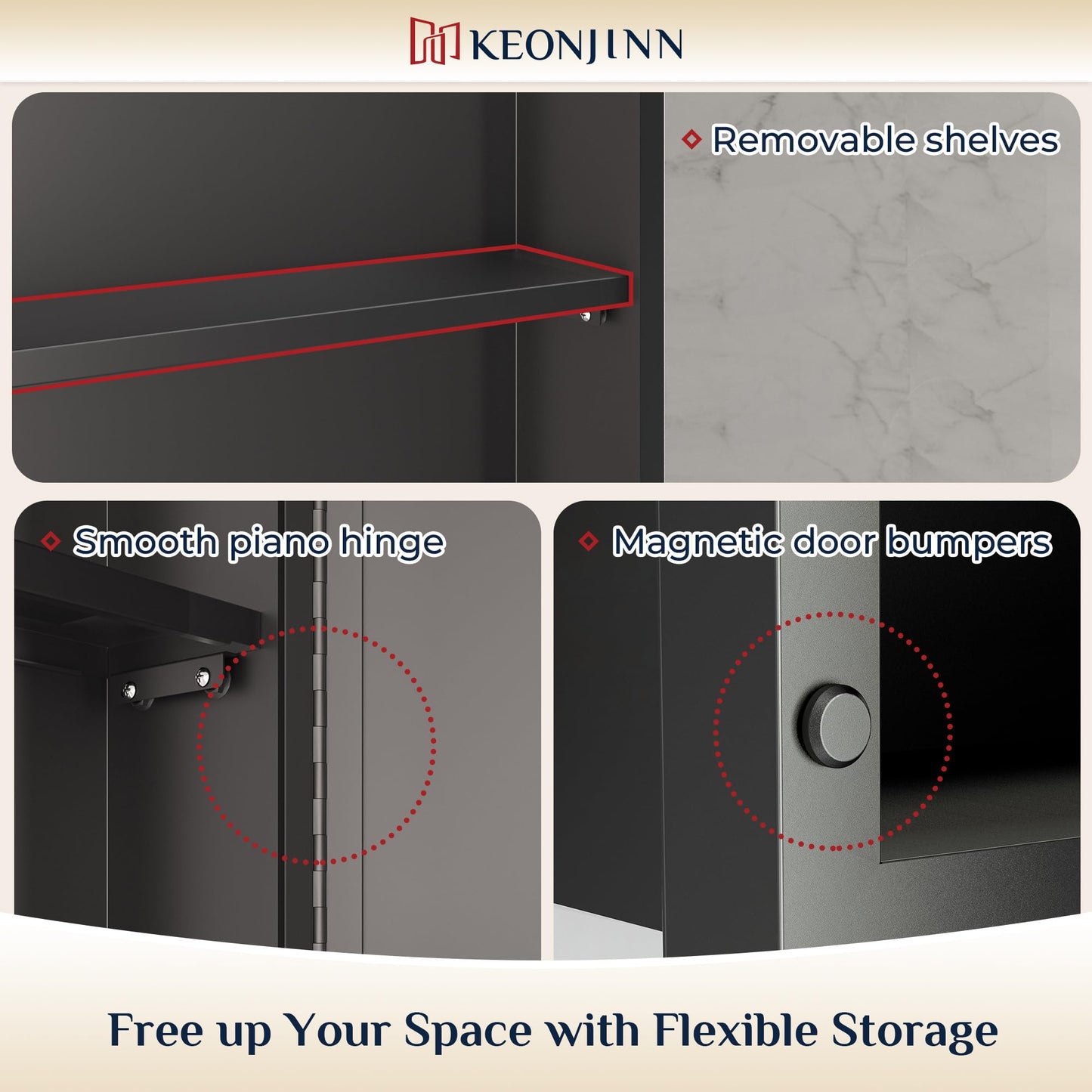 Keonjinn 21" x 27" Medicine Cabinet for Bathroom, Silver Recessed or Surface Wall-Mounted Aluminum Alloy Framed Beveled Mirror with Storage, Mirrored Cabinets with 2 Adjustable Shelves for Bath Modern