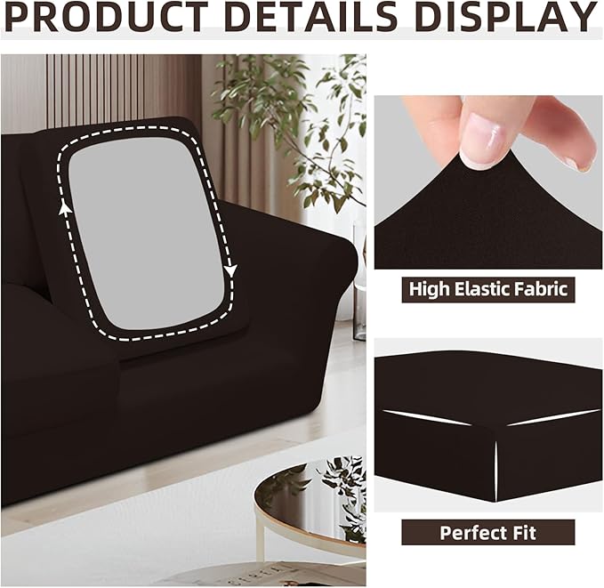 Easy-Going 3 Pieces Stretch Chair Cover Washable Chair Slipcover Set