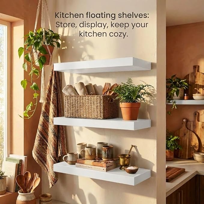 SAUMONIERES Floating Shelves Wall Shelf Solid Wood