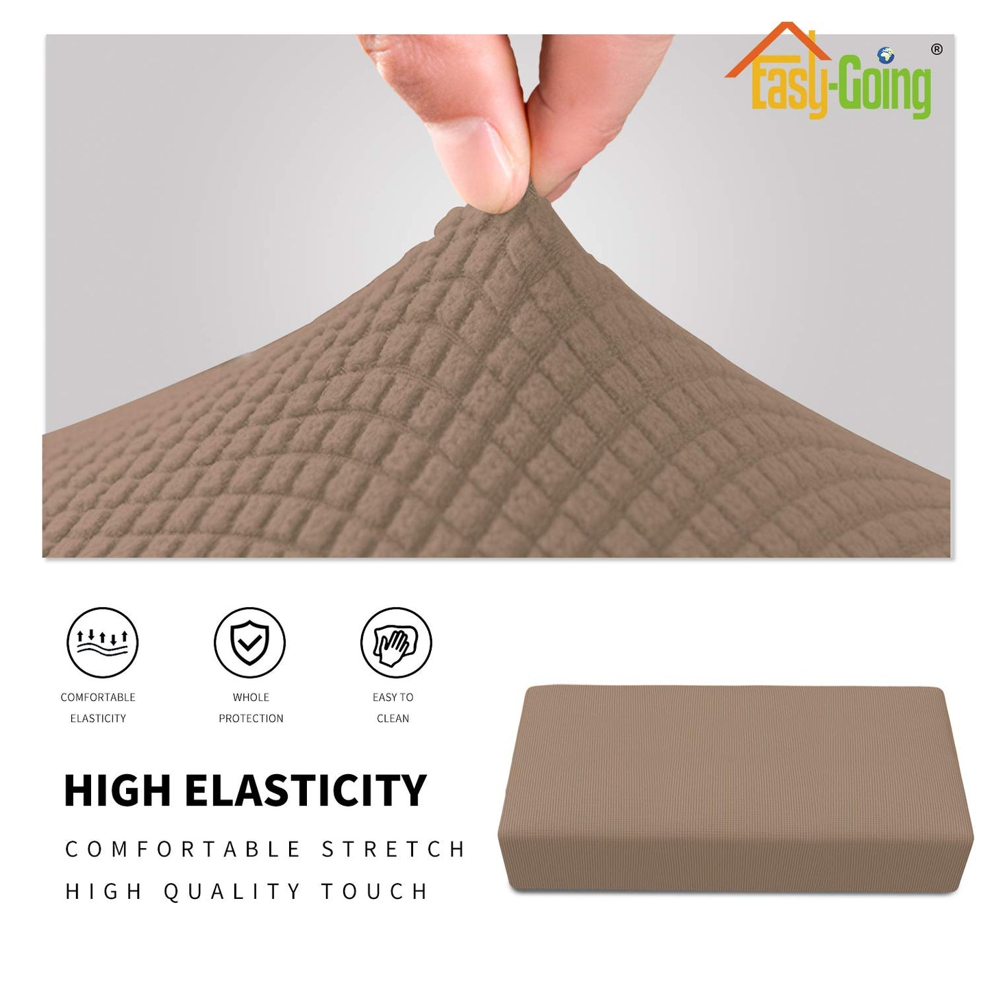 Easy-Going Stretch Ottoman Cover Folding Storage Stool Furniture Protector Soft Rectangle slipcover with Elastic Bottom (XX-Large,Camel)