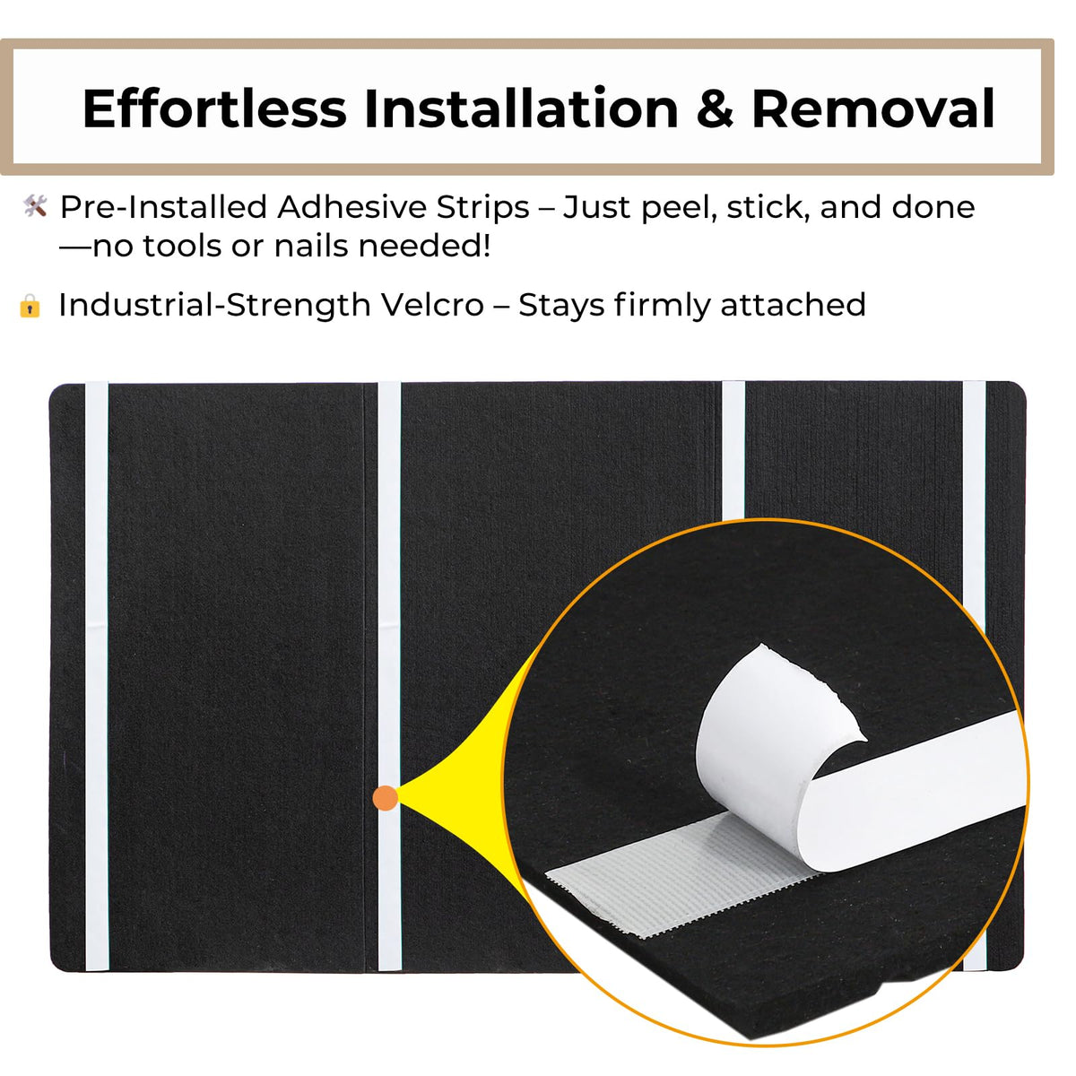 DexBoard Foldable 72x 48 inch Large Bulletin Board for Wall, Decorative Picture Display Felt Board with Self-Adhesive Tape for School, Home, Kitchen & Office Walls, Includes 30 Pins, Black