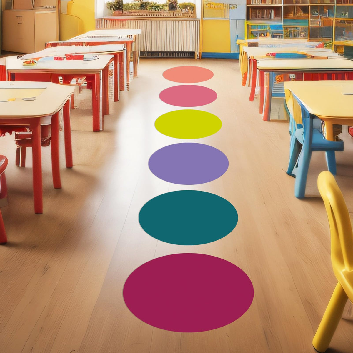 Lincia 24 Pack Colorful Dry Erase Dots Circles Spots for Classroom Table 10.5 Inch Removable Vinyl Desktop Stickers Spots Wall Decals for 100th Day of School Teacher Students Home (Retro Colors)