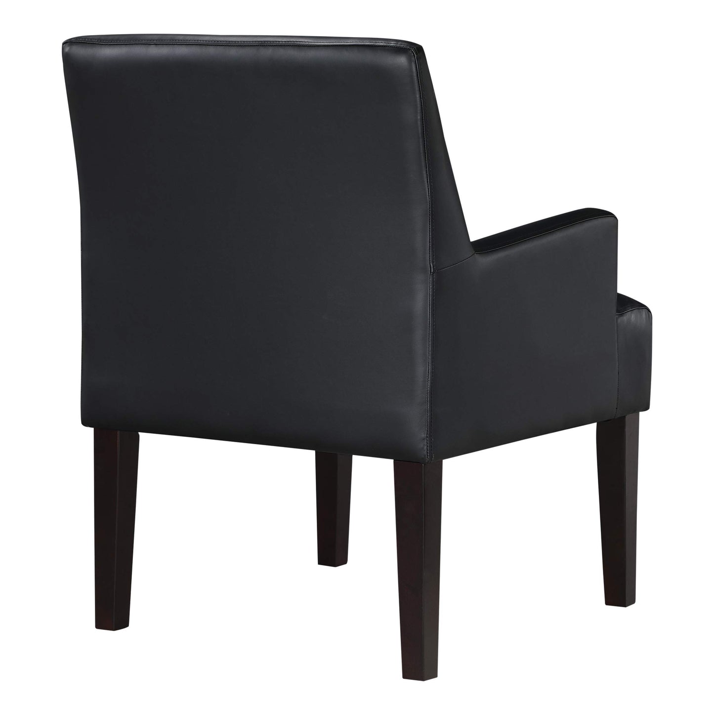 OSP Home Furnishings Main Street Upholstered Guest Chair with Espresso Finish Accents, Black Faux Leather