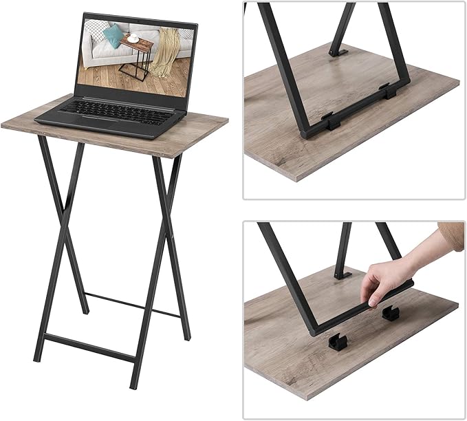 HOOBRO Folding TV Tray Tables, Industrial Snack Tables