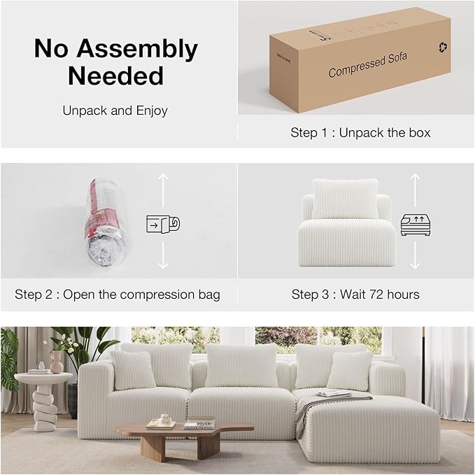 Novilla 106" Modular Sectional Sofa, Modern Cloud Sectional Couch