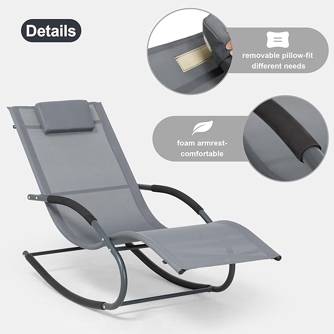 Outdoor Lounge Chair with Pillow, Chaise Lounge Chair