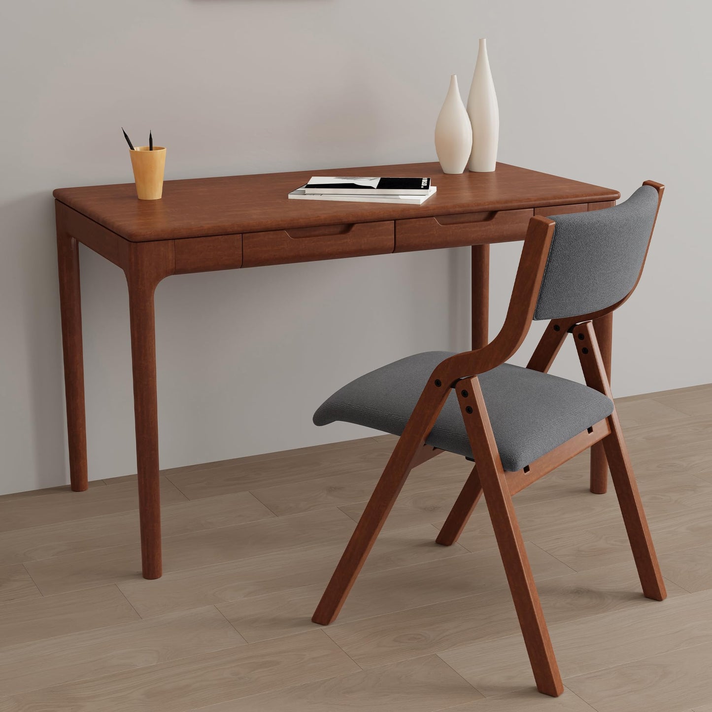 YOPTO Folding Wooden Chairs Set of 2 with Padded Seat,Portable Dining Chairs W/Ergonomically Designed Back and Cushion,for Dining Room,Restaurant,Kitchen,Office