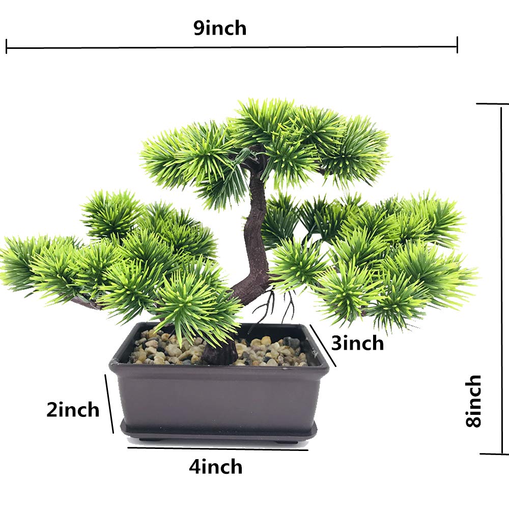 Fycooler Artificial Plants Fake Bonsai Pine Trees Plants Greenery Japanese Pine Bonsai Tree Desktop Display Simulation,Office,Living Room,Zen Garden Decoration Indoor Home Décor(2 Pack Potted)