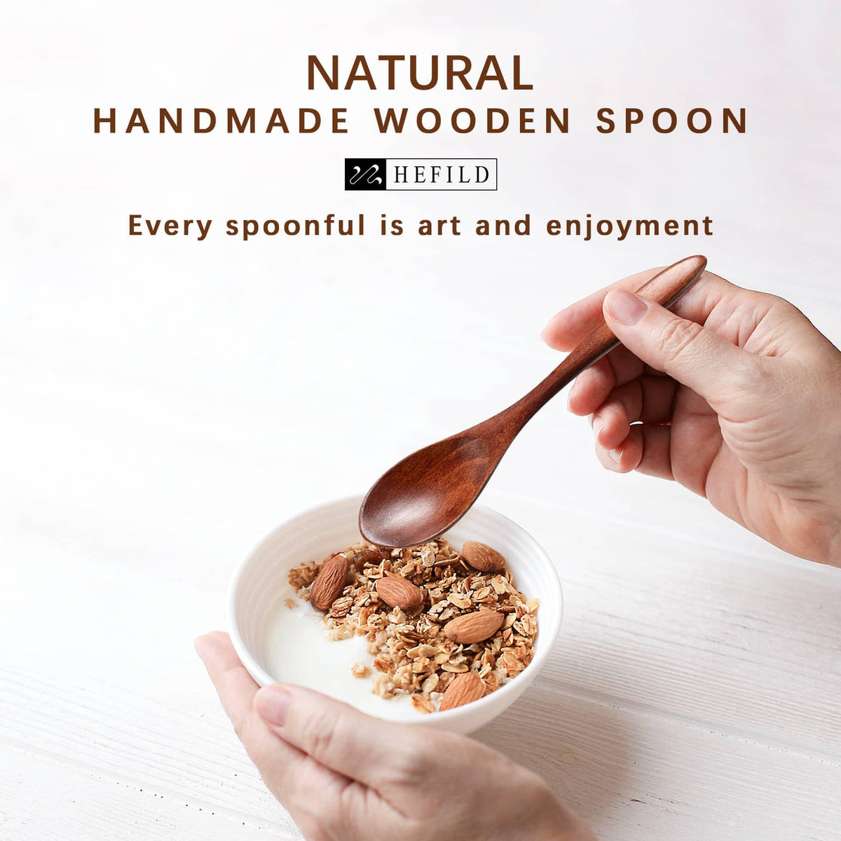 Hefild 2 PCS Wooden Spoons for Honey, 6.7 inch Small Wooden Spoons & 2 PCS Small Wooden Spoons, 5.8 Inch Honey Spoons for Tea