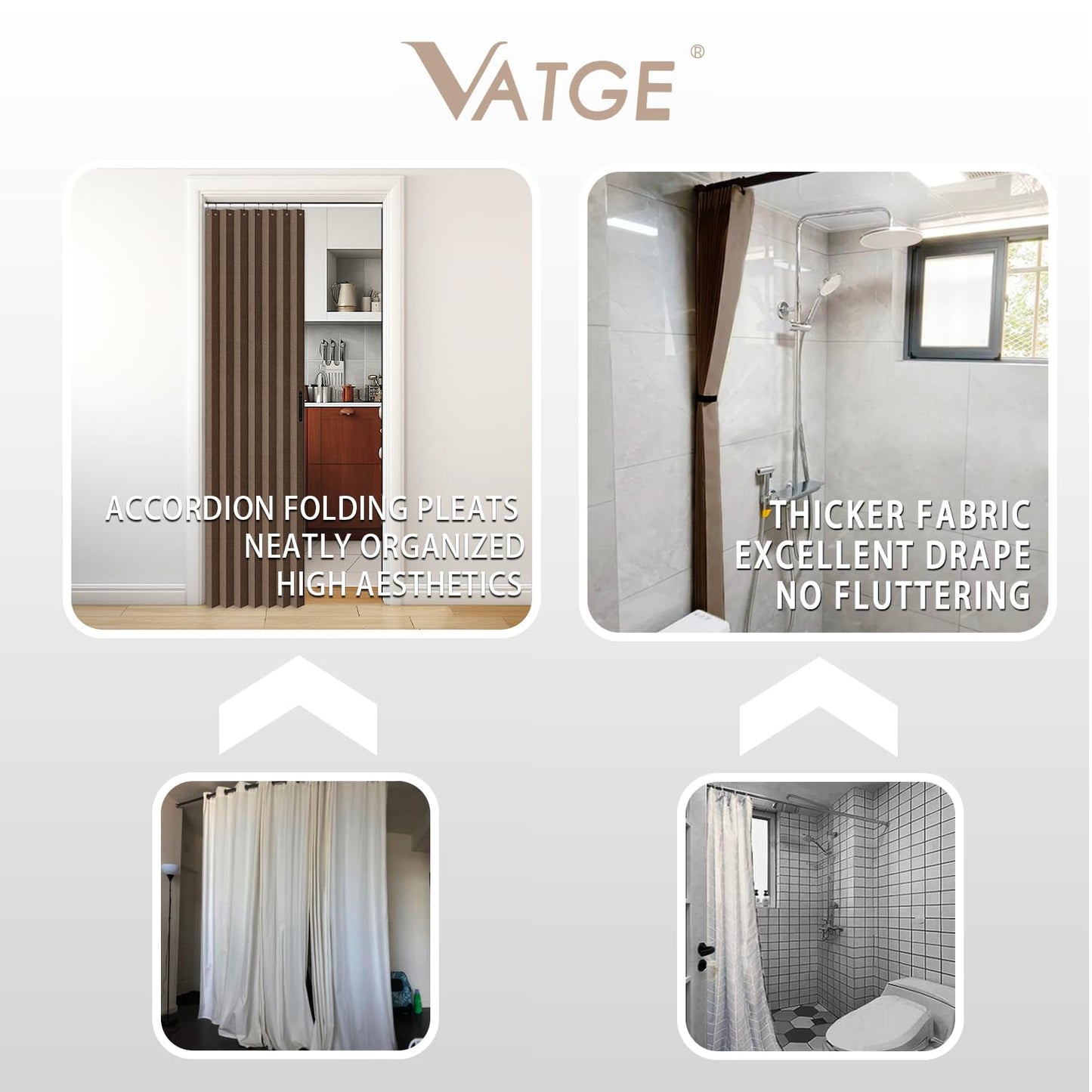 Vatge Door Curtains for Doorways - Brown Curtains for Closets Doors Privacy Room Divider for Room Separation,1 Panel with Tieback, W39 x L78, Brown