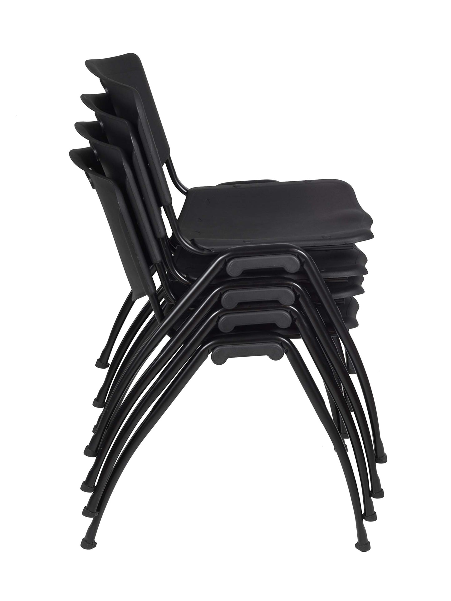 Regency M Black Stack Chairs 4-Pack – Durable Plastic Stackable Chairs with Metal Frame, Lightweight & Easy-Clean Seating for Offices, Cafeterias & Breakrooms