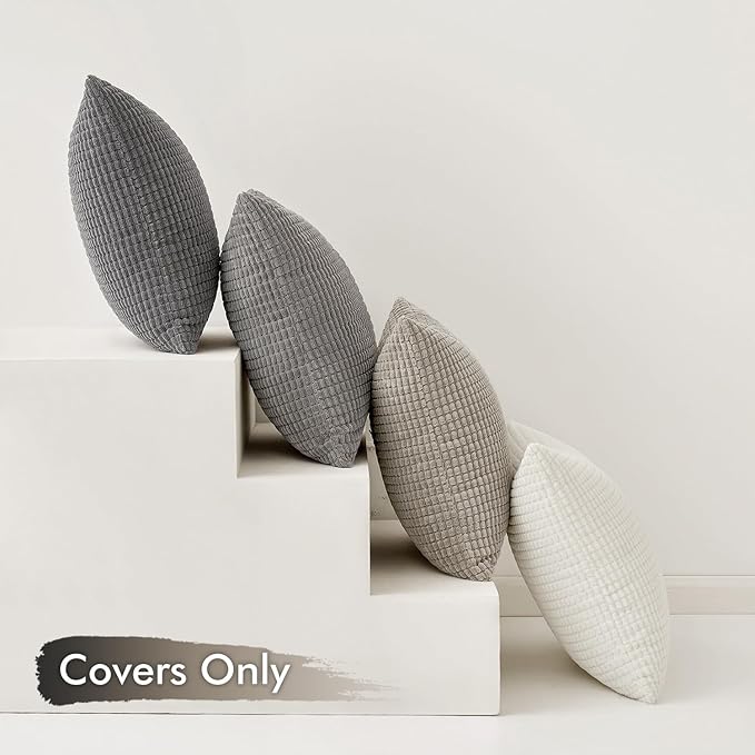 MIULEE Timeless Neutral Pillow Covers 20x20 Inch Set of 4 Mid Century Modern