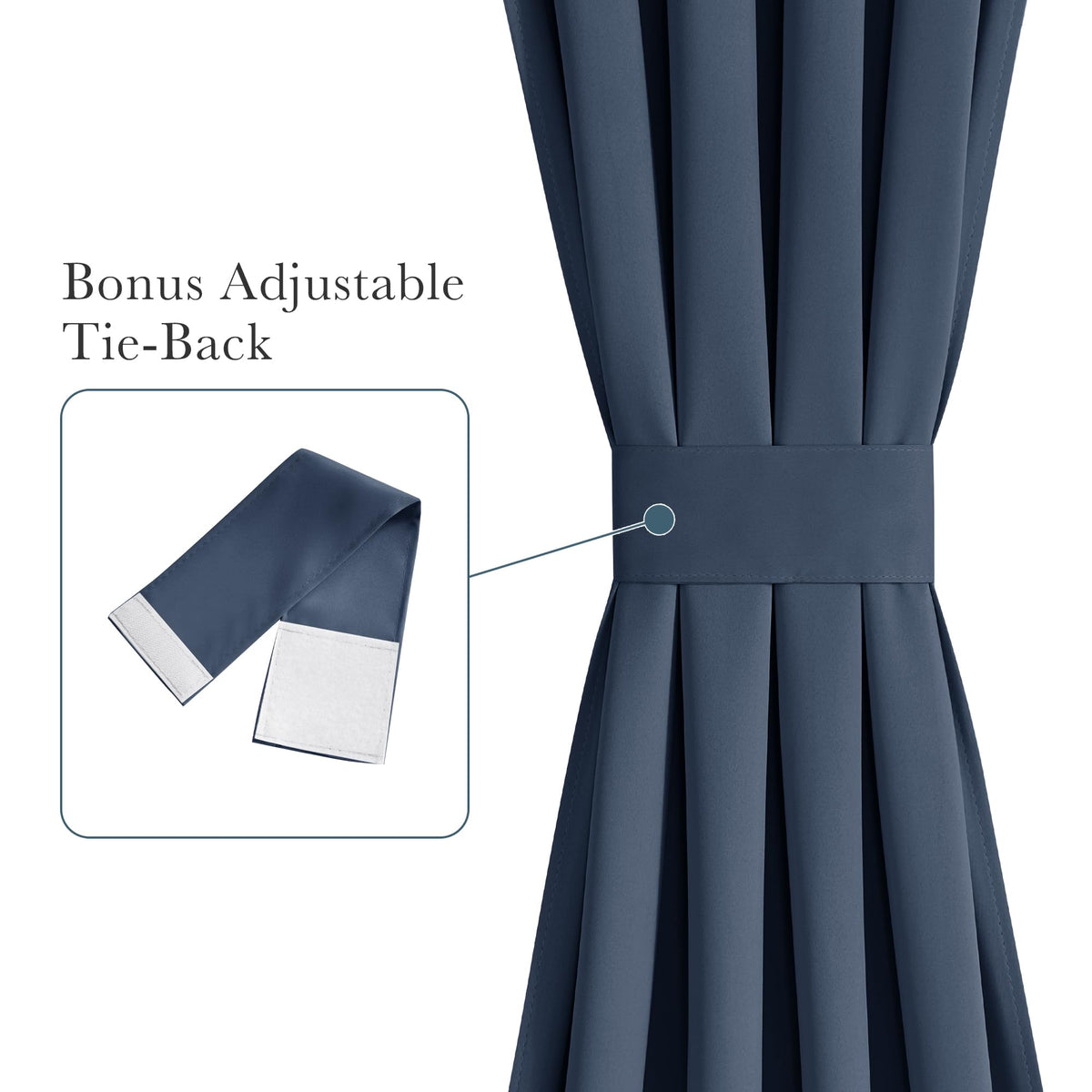 PONY DANCE Stone Blue Back Door Curtains for Door Window, 100% Blackout Dual Rod Pocket Privacy French Curtain for Kitchen, Thermal Insulated Small Window Drapes for Classroom, W25 x L40, 1 Panel