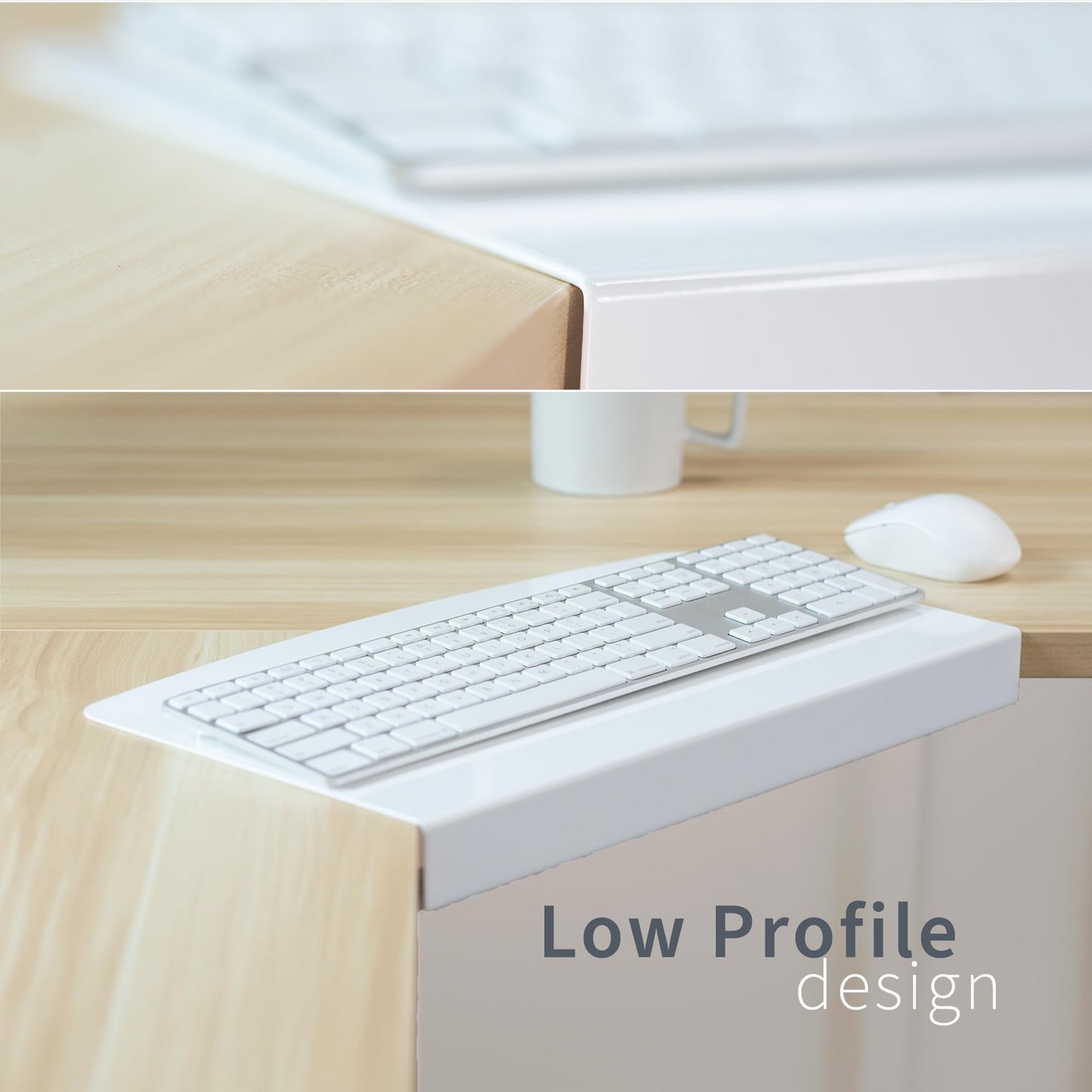 VIVO 17 inch Corner Desk Connector Sleeve for Keyboard Tray Mount on L-Shaped Workstation, Home Office, White, DESK-AC07SW