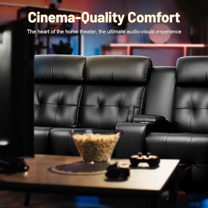 Loveseat Recliner Sofa, 3-Seater Home Theater Seating Massage Reclining Couch