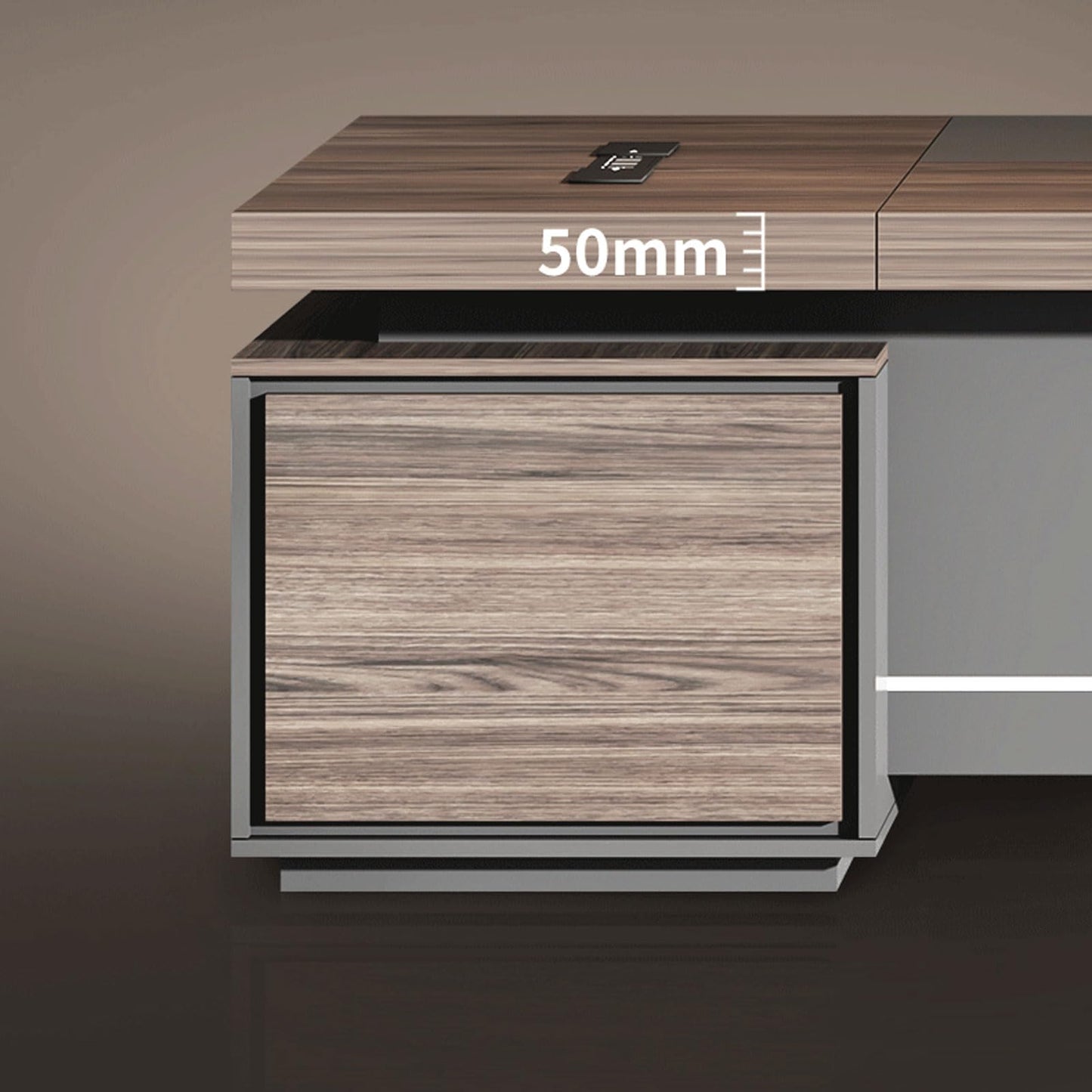 HONGYISHI Brown L Shaped Executive Office Desk with Drawers Modern Large Home Computer Desk with Cabinet and Open Storage Shelf Writing Study Table Business Workstation Set for CEO, Boss