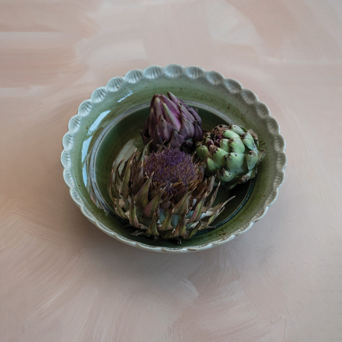 Stoneware Bowl with Scalloped Edge, Ivory