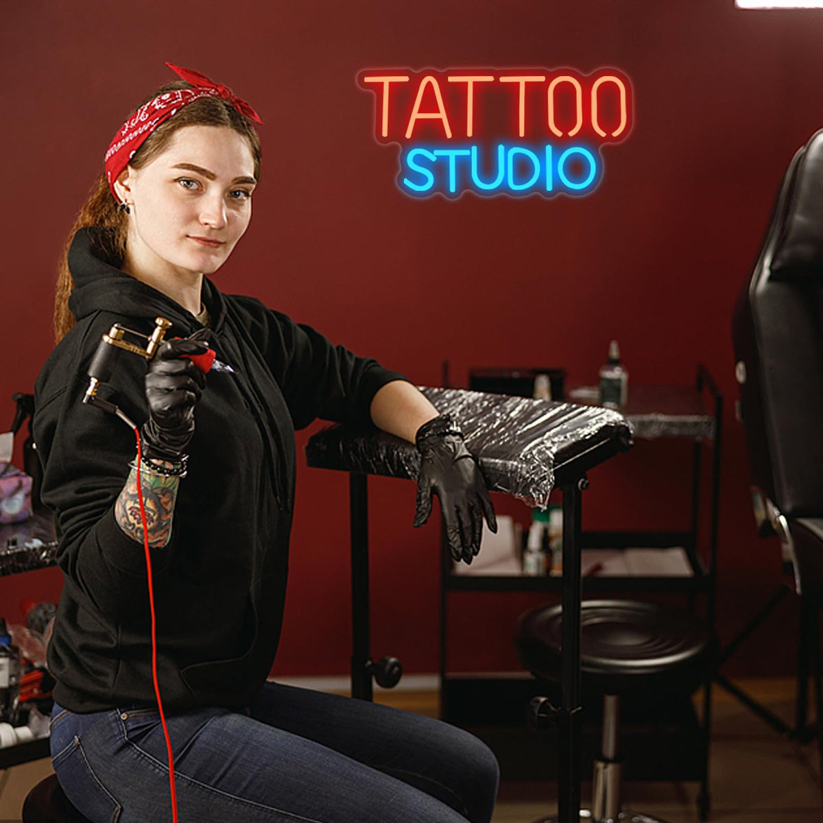 UExnkj-Y Tattoo Neon Sign For Wall Decor, Tattoo Studio Neon Sign Dimmable Tattoo Neon Light for Bedroom Tattoo Shop Salon Studio Garage Man Cave Game Room Wall Decoration