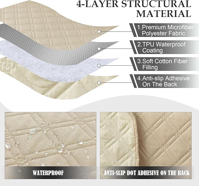 Genina Sofa Armrest Cover, Anti-Slip Armchair Slipcovers