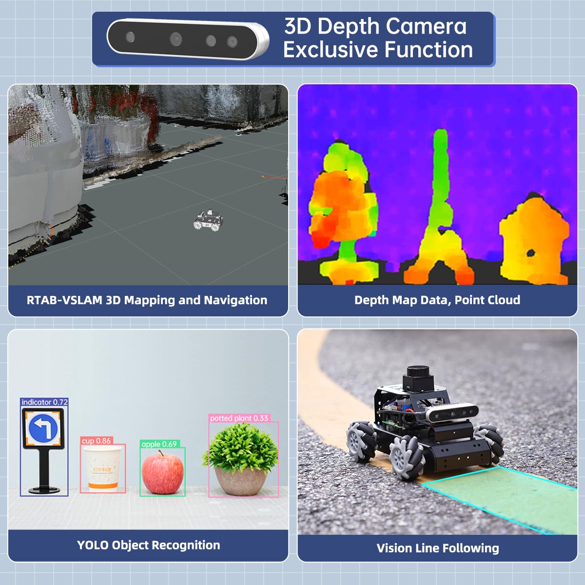 HIWONDER Robot Car with ChatGPT Large AI Models, 3D Depth Camera Mecanum-Wheel Chassis ROS2-HUMBLE Lidar SLAM Mapping Navigation Autonomous Driving, MentorPi M1 Advanced Kit with Raspberry Pi5 4GB