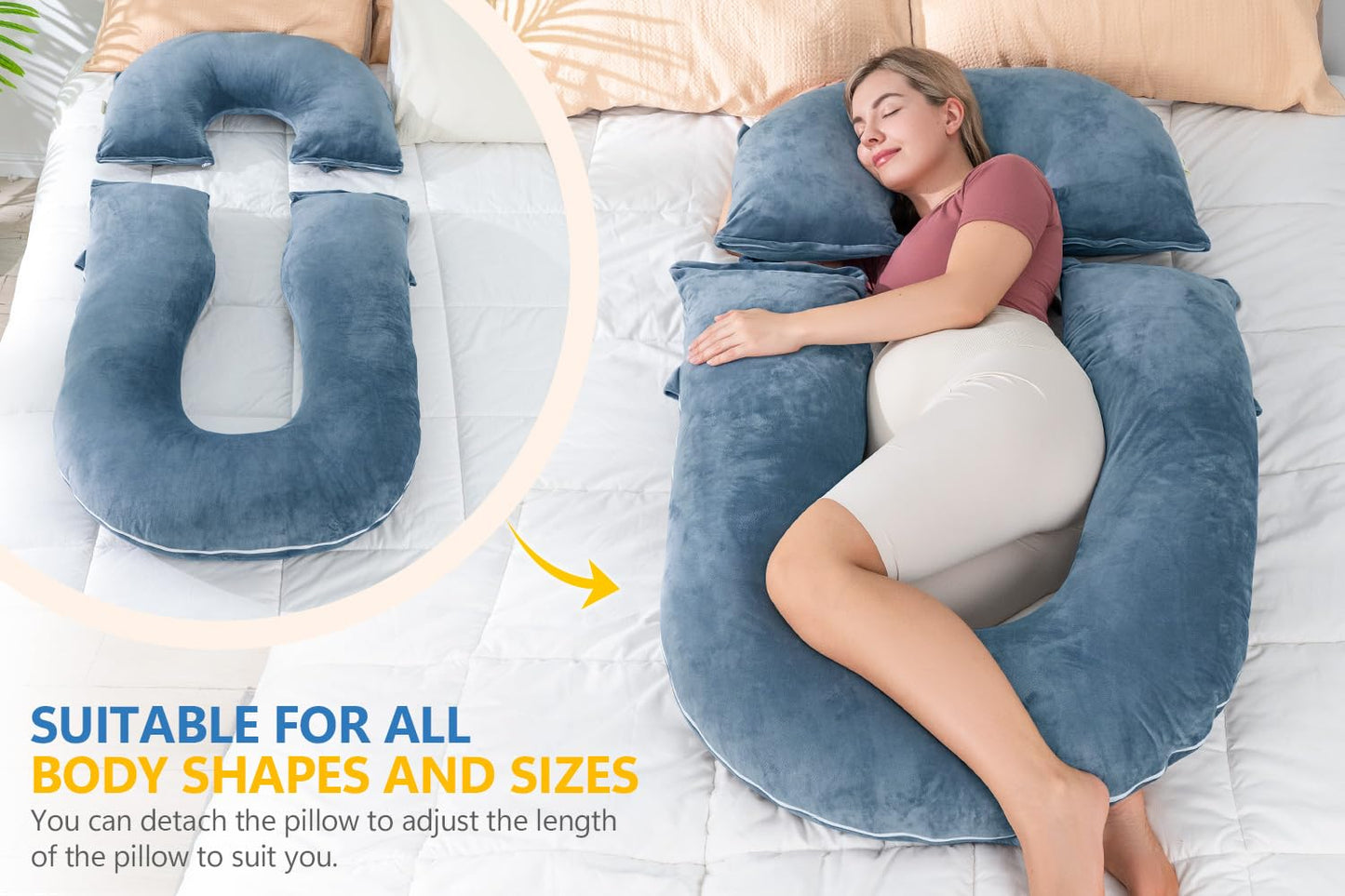 INSEN Pregnancy Pillows, Multi-use Maternity Pillows for Sleeping and Nursing, Sit up Pillow for Adults (Blue)