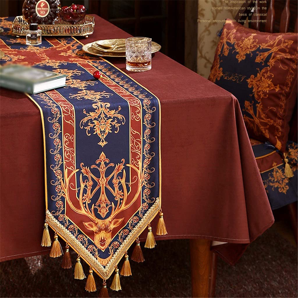 WODHAZNC Table Runner European Long Tablecloth Retro Chest of Drawers Sideboard Decoration Cloth(40 * 260cm)