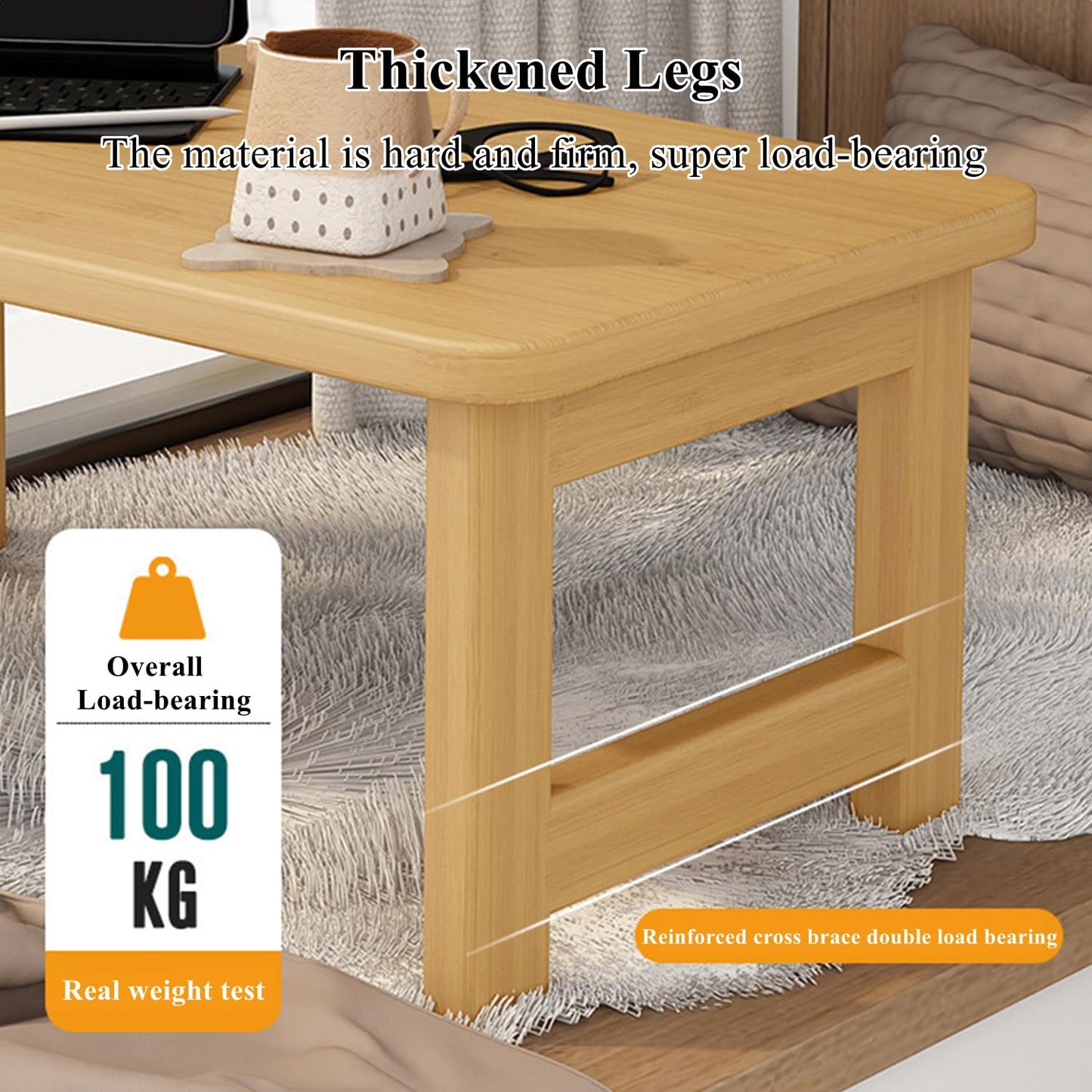 GLDGJMZ Foldable Tatami Coffee Table Japanese Style Floor Table with Folding Legs Antique Coffee Table Multifunctional Low Table Zen Coffee Table Living Room Bedroom Office