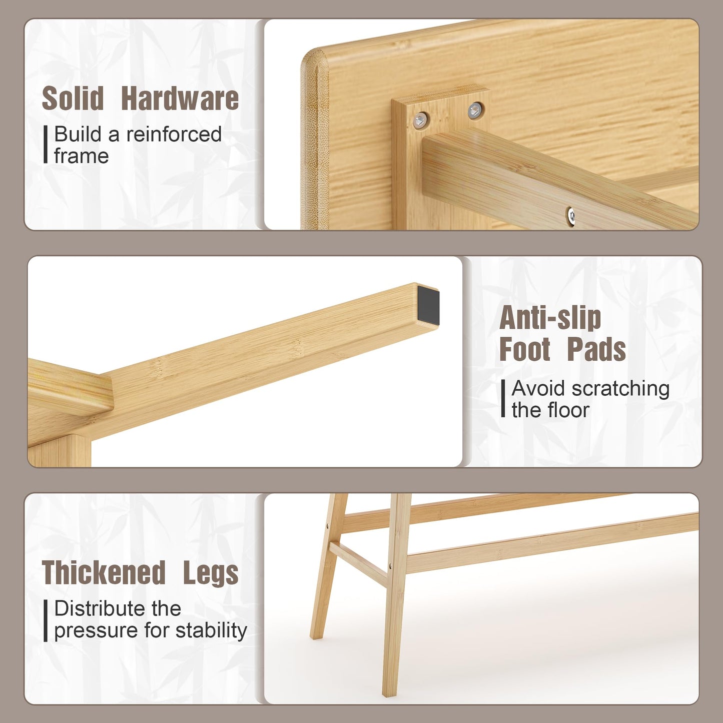 Wisuce Essentials Bamboo Dining Bench, Entryway Bench with Spindle Back Farmhouse Wood Windsor for Foyer Balcony Living Room (Nature)