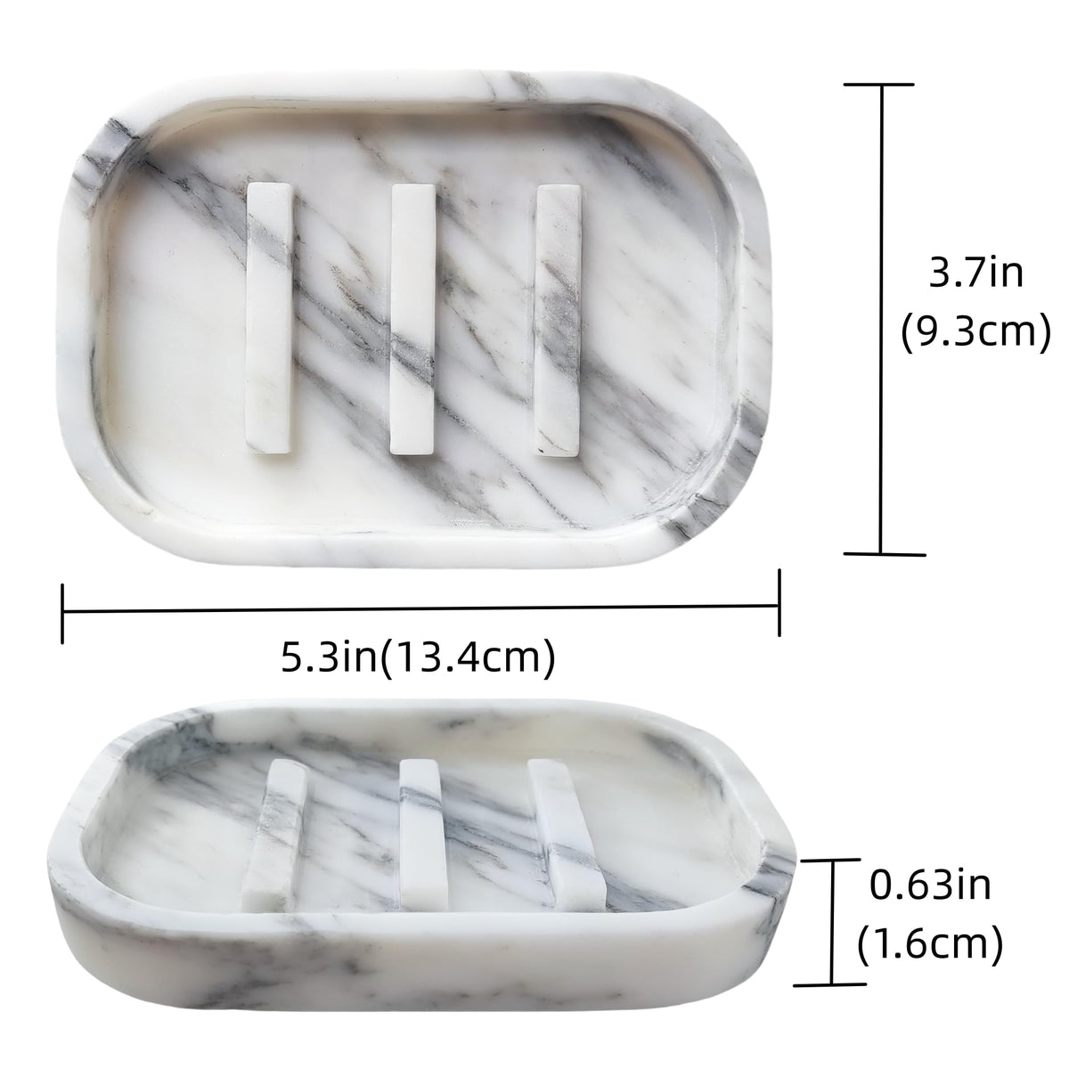 Jusmioke Natural Marble Soap Dish for Bathroom Shower Sink，Stone Soap Holder with Drying