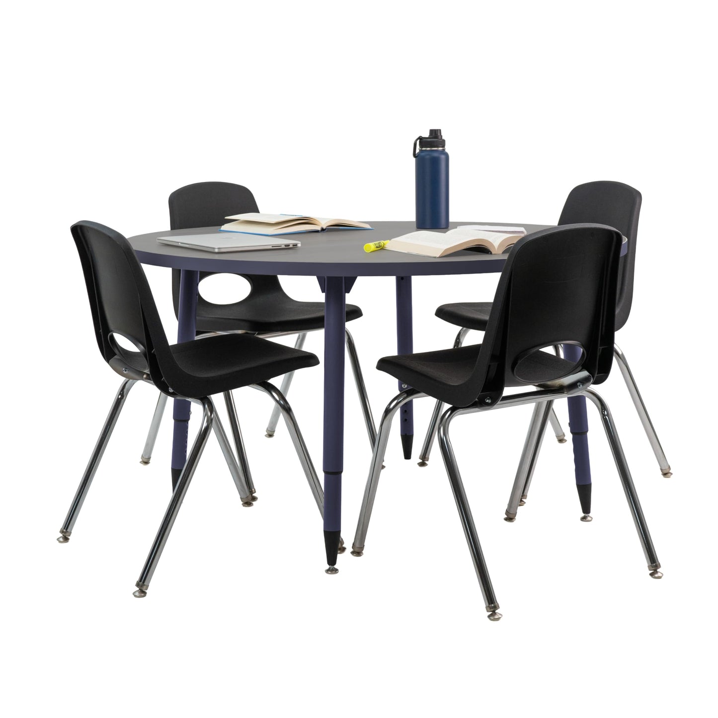 Adapte Commercial Classroom Activity Table - 48" Round, ADA Compliant Tapered Legs with Glides & Casters, Adjustable Height 22-34" Wheelchair Accessible, School & Office Furniture