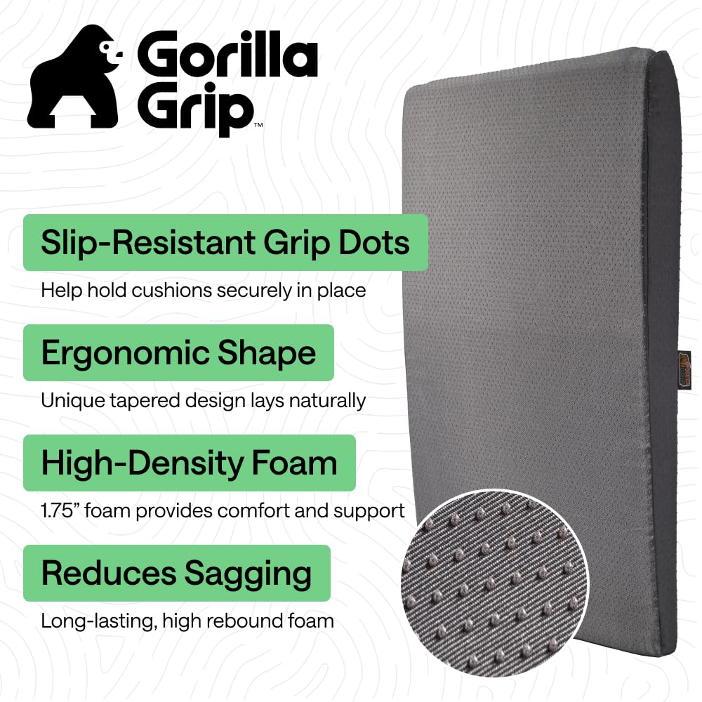 GORILLA GRIP Ergonomic High Density Couch Cushion Support Foam, Quick Rebound Sofa Lifters for Sagging Cushions, Stays in Place with Grip Dots, Replacement Stuffing, 20x19x1.75 Inches, 1 Pack, Gray