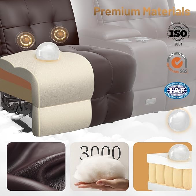 Recliner Sofa Set, Home Theater Seating Wall Hugger Recliners