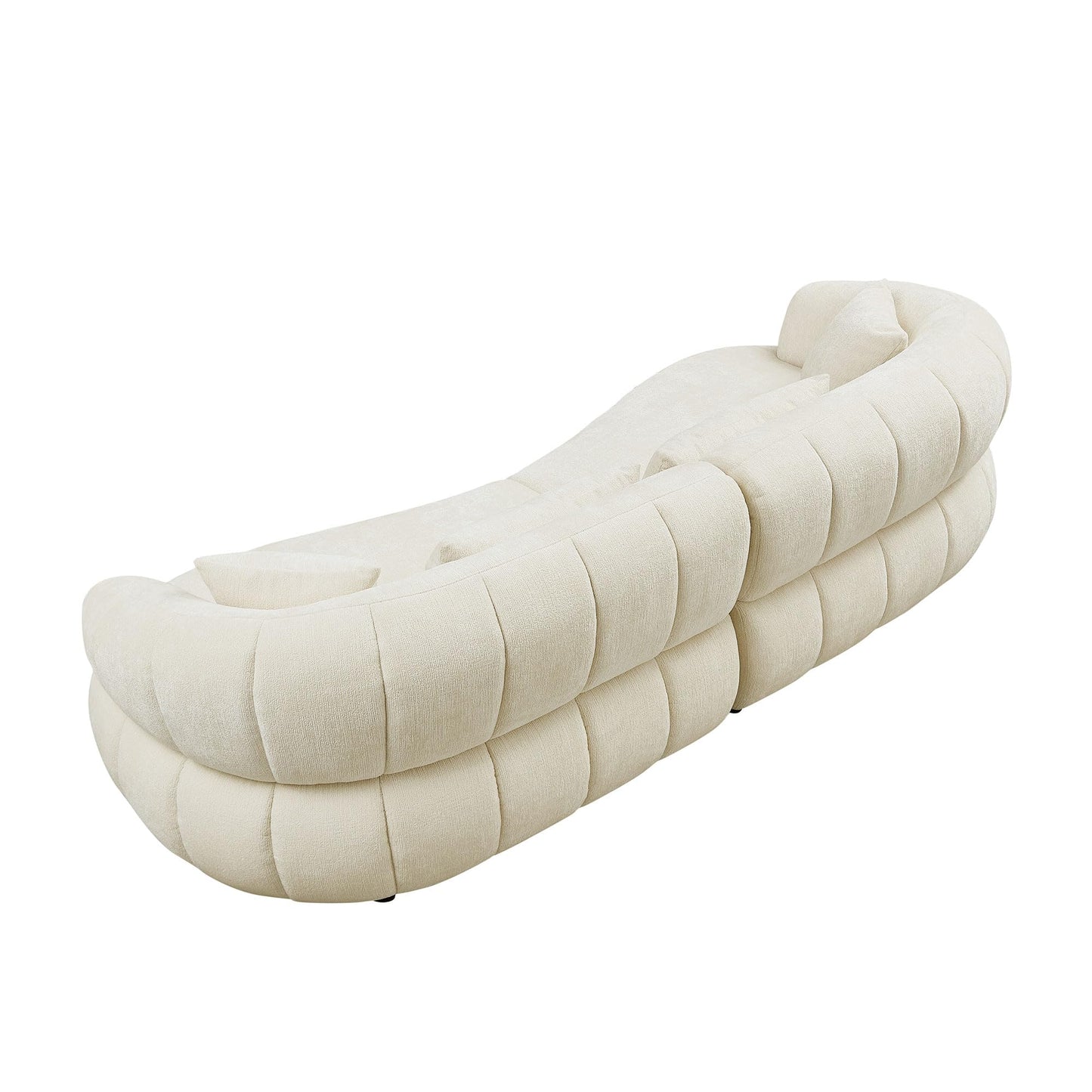 BBTJOINT Loveseat Sofa Set, Channel Tufted Chenille Upholstered,Curved Bubble Design, Modern Living Room Couch (Beige)